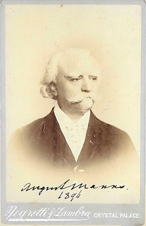 Immagine del venditore per [Sir August Manns, German conductor in England, Director of Music at the Crystal Palace, London.] Autograph Signature to photographic portrait on cabinet card by Negretti & Zambra, Crystal Palace. venduto da Richard M. Ford Ltd