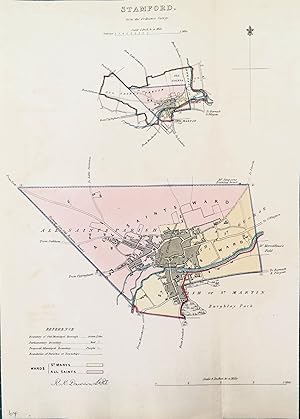 Antique Map STAMFORD, LINCOLNSHIRE England Town & Street Plan, Dawson Original 1832