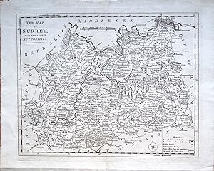 Antique Map SURREY, John Lodge, Political Magazine , Original 1795