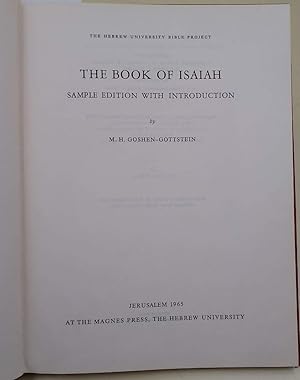 Immagine del venditore per THE BOOK OF ISAIAH-SAMPLE EDITION WITH INTRODUCTION( 1965) venduto da Invito alla Lettura