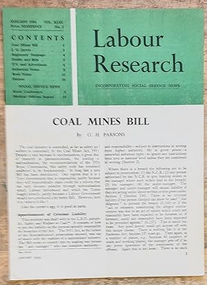 Immagine del venditore per Labour Research January 1954 / O H Parsons "COAL MINES BILL" / John Gibson Jarvie (Rich Man's Burden [3]) / Engineers' Stoppage/ Profits and Bids / T.V. and The Advertisers /E.P.L. And Engineering / Social service News = Are Houses Falling down? / Medical Officers Report venduto da Shore Books