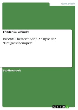 Image du vendeur pour Brechts Theatertheorie. Analyse der 'Dreigroschenoper' mis en vente par BuchWeltWeit Ludwig Meier e.K.