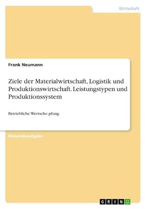 Seller image for Ziele der Materialwirtschaft, Logistik und Produktionswirtschaft. Leistungstypen und Produktionssystem for sale by BuchWeltWeit Ludwig Meier e.K.