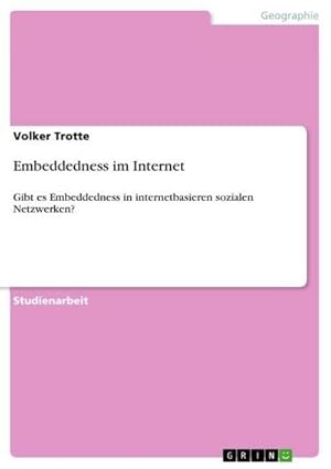 Seller image for Embeddedness im Internet for sale by BuchWeltWeit Ludwig Meier e.K.