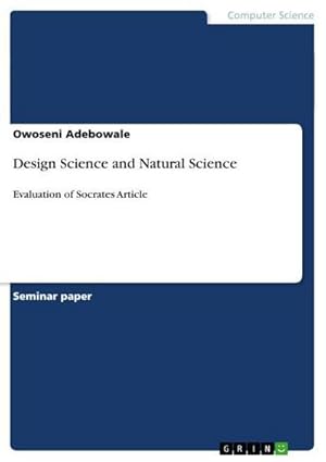 Imagen del vendedor de Design Science and Natural Science a la venta por BuchWeltWeit Ludwig Meier e.K.