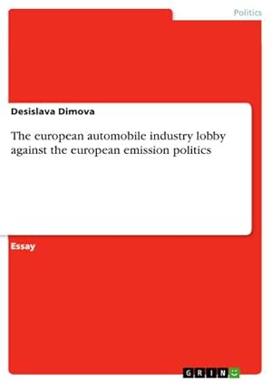 Seller image for The european automobile industry lobby against the european emission politics for sale by BuchWeltWeit Ludwig Meier e.K.