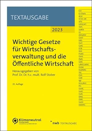 Seller image for Wichtige Gesetze fr Wirtschaftsverwaltung und die ffentliche Wirtschaft for sale by BuchWeltWeit Ludwig Meier e.K.