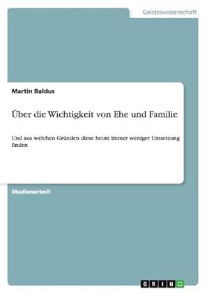 Imagen del vendedor de ber die Wichtigkeit von Ehe und Familie a la venta por BuchWeltWeit Ludwig Meier e.K.