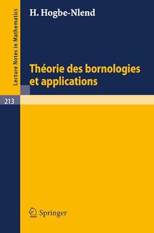 Imagen del vendedor de Theorie des Bornologies et Applications a la venta por BuchWeltWeit Ludwig Meier e.K.