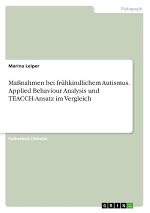 Seller image for Manahmen bei frhkindlichem Autismus. Applied Behaviour Analysis und TEACCH-Ansatz im Vergleich for sale by BuchWeltWeit Ludwig Meier e.K.