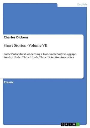 Bild des Verkufers fr Short Stories - Volume VII zum Verkauf von BuchWeltWeit Ludwig Meier e.K.