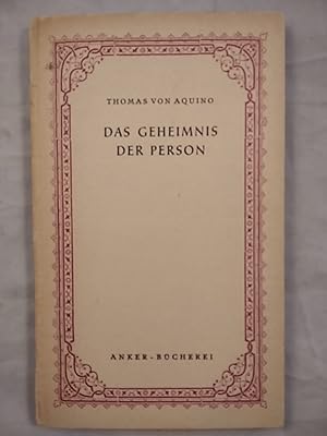 Immagine del venditore per Das Geheimnis der Person. Summa Theologiea I, 29, 1 - 3. venduto da KULTur-Antiquariat
