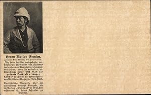 Ansichtskarte / Postkarte Henry Morton Stanley, Journalist und Afrika-Forscher, Portrait, Lebensg...
