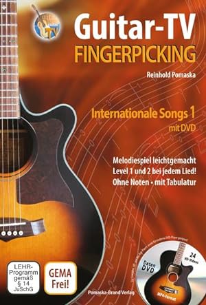 Imagen del vendedor de Guitar-TV: Fingerpicking - Internationale Songs 1 (mit DVD), m. 1 DVD-ROM. Tl.1 a la venta por BuchWeltWeit Ludwig Meier e.K.