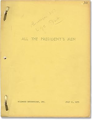 Imagen del vendedor de All the President's Men (Original screenplay for the 1976 film) a la venta por Royal Books, Inc., ABAA