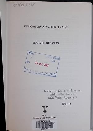 Seller image for Europe and World Trade for sale by books4less (Versandantiquariat Petra Gros GmbH & Co. KG)