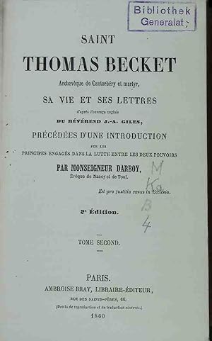 Image du vendeur pour Saint Thomas Becket: TOME SECOND. mis en vente par books4less (Versandantiquariat Petra Gros GmbH & Co. KG)