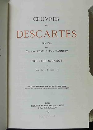 Image du vendeur pour Oeuvres de Descartes: Correspondance V. mis en vente par books4less (Versandantiquariat Petra Gros GmbH & Co. KG)