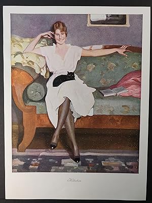 Bild des Verkufers fr 20er Jahre Farbdruck. Ktzchen. Pin-Up. zum Verkauf von ANTIQUARIAT Franke BRUDDENBOOKS