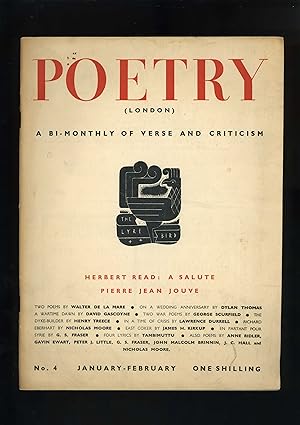 Bild des Verkufers fr POETRY (LONDON) - A Bi-Monthly of Modern Verse and Criticism: Vol. 1, No. 4 - January - February 1941 - includes contributions by Dylan Thomas, David Gascoyne, Lawrence Durrell et al zum Verkauf von Orlando Booksellers