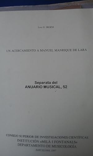 Seller image for UN ACERCAMIENTO A MANUEL MANRIQUE DE LARA (separata) (Barcelona, 1997) for sale by Multilibro