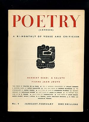 Immagine del venditore per POETRY (LONDON) - A Bi-Monthly of Modern Verse and Criticism: Vol. 1, No. 4 - January - February 1941 - includes contributions by Dylan Thomas, David Gascoyne, Lawrence Durrell et al venduto da Orlando Booksellers