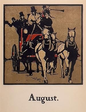 August. COACHING. [Woodblock print from "An Almanac of Twelve Sports"]