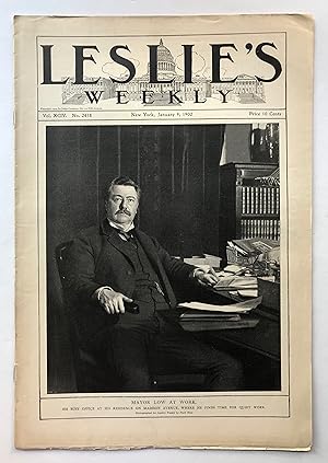 Leslie's Weekly. Mayor [Seth] Low at Work. January 9, 1902 (Vol. XCIV, No. 2418).