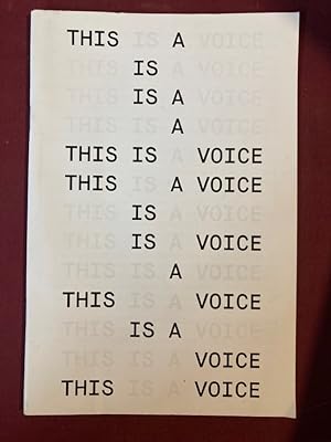 Seller image for This is a Voice. for sale by Plurabelle Books Ltd