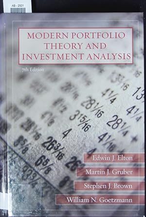 Bild des Verkufers fr Modern portfolio theory and investment analysis. zum Verkauf von Antiquariat Bookfarm