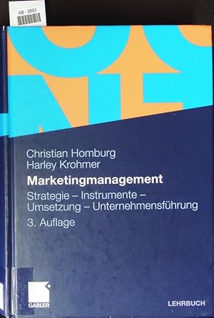 Bild des Verkufers fr Marketingmanagement. zum Verkauf von Antiquariat Bookfarm