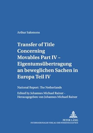 Imagen del vendedor de Transfer of Title Concerning Movables Part IV a la venta por Rheinberg-Buch Andreas Meier eK