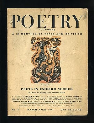 Seller image for POETRY (LONDON) - A Bi-Monthly of Modern Verse and Criticism: Poets in Uniform Number - Vol. 1, No. 5 - March - April 1941 - LAWRENCE DURRELL, PAUL ELUARD, DAVID GASCOYNE et al for sale by Orlando Booksellers
