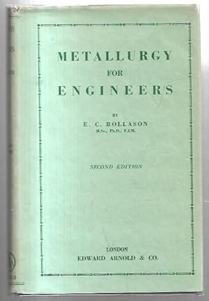 Bild des Verkufers fr Metallurgy for Engineers. Second Edition. zum Verkauf von City Basement Books