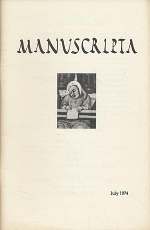 Seller image for Manuscripta, Vol. XVIII, No. 2. for sale by Fundus-Online GbR Borkert Schwarz Zerfa