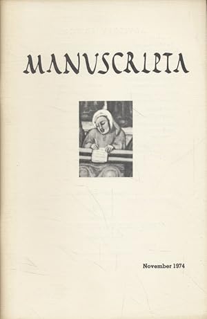 Seller image for Manuscripta, Vol. XVIII, No. 3. for sale by Fundus-Online GbR Borkert Schwarz Zerfa