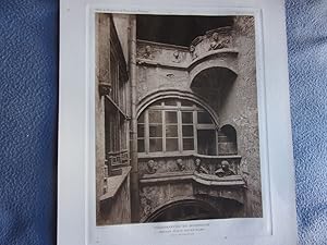 Planche 1910 VILLEFRANCHE DE ROUERGUE MAISON PLACE NOTRE DAME COUR INTERIEURE