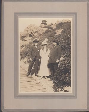 Seller image for Bearded man feathered hat woman fat man Mt Tamalpais CA photo 1912 for sale by The Jumping Frog