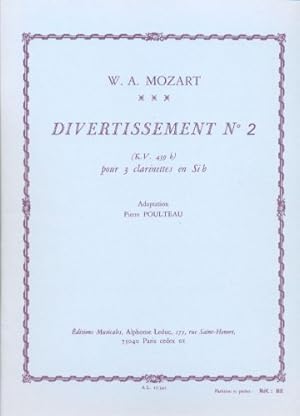 Bild des Verkufers fr Wolfgang Amadeus Mozart: Divertissement No.2, Kv439b (3 Clarinets) zum Verkauf von WeBuyBooks