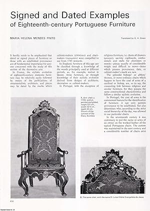 Seller image for Signed and Dated Examples of Eighteenth-Century Portuguese Furniture. An original article from Apollo, International Magazine of the Arts, 1973. for sale by Cosmo Books