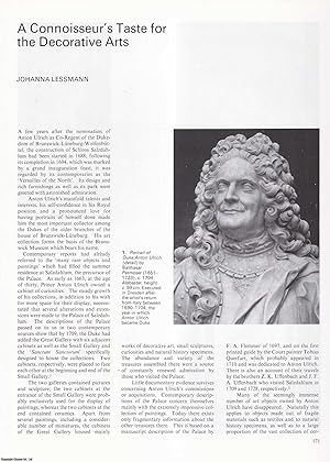 Seller image for Duke Anton Ulrich: And the Theatre; A Connoisseur's Taste for the Decorative Arts; As a Collector of Prints and Drawings; The Art Gallery of the Herzog Anton Ulrich Museum. A collection of four original articles from Apollo, International Magazine of the Arts, 1986. for sale by Cosmo Books