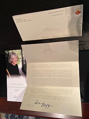 Typed Personalized Signed & Dated Letter from Sue Grafton on her personalized letterhead, written...