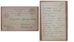 Postkarte / Ganzsache des Prof. Fritz Haber an A. Bielefeld's Hofbuchhandlung, Karlsruhe (Stempel...