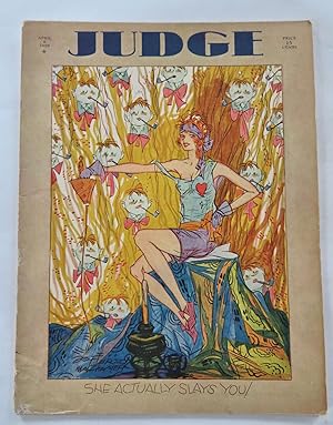 Bild des Verkufers fr Flapper Girl Man Killer great cover 1929 Judge Magazine humor zum Verkauf von RareMapsandBooks