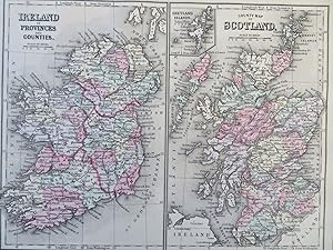 Ireland & Scotland Dublin Edinburgh Shetland 1887 Bradley-Mitchell map