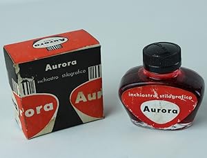 AURORA INCHIOSTRO STILOGRAFICO ROSSO vintage, flacone nuovo, astuccio lievemente alonato: