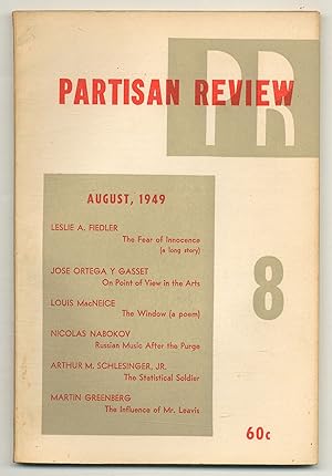 Bild des Verkufers fr Partisan Review - Vol. XVI, No. 8, August 1949 zum Verkauf von Between the Covers-Rare Books, Inc. ABAA
