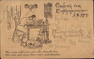Studentika Ansichtskarte / Postkarte Gruß von dem Einjährigencommers 1905
