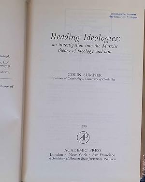 Seller image for Reading Ideologies: An Investigation into the Marxist Theory of Ideology & Law. Law, State and Society Series. for sale by books4less (Versandantiquariat Petra Gros GmbH & Co. KG)