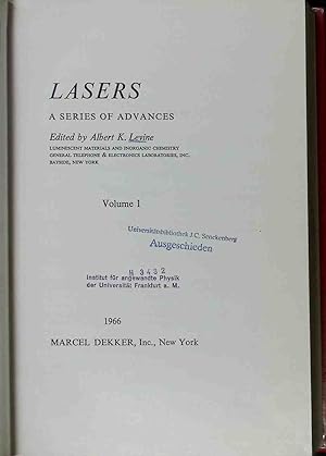 Seller image for Lasers: A Series of Advances: VOLUME 1. for sale by books4less (Versandantiquariat Petra Gros GmbH & Co. KG)